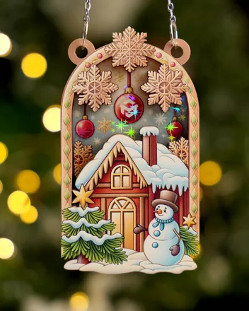Custom Shape Wood and Star Hologram Ornament